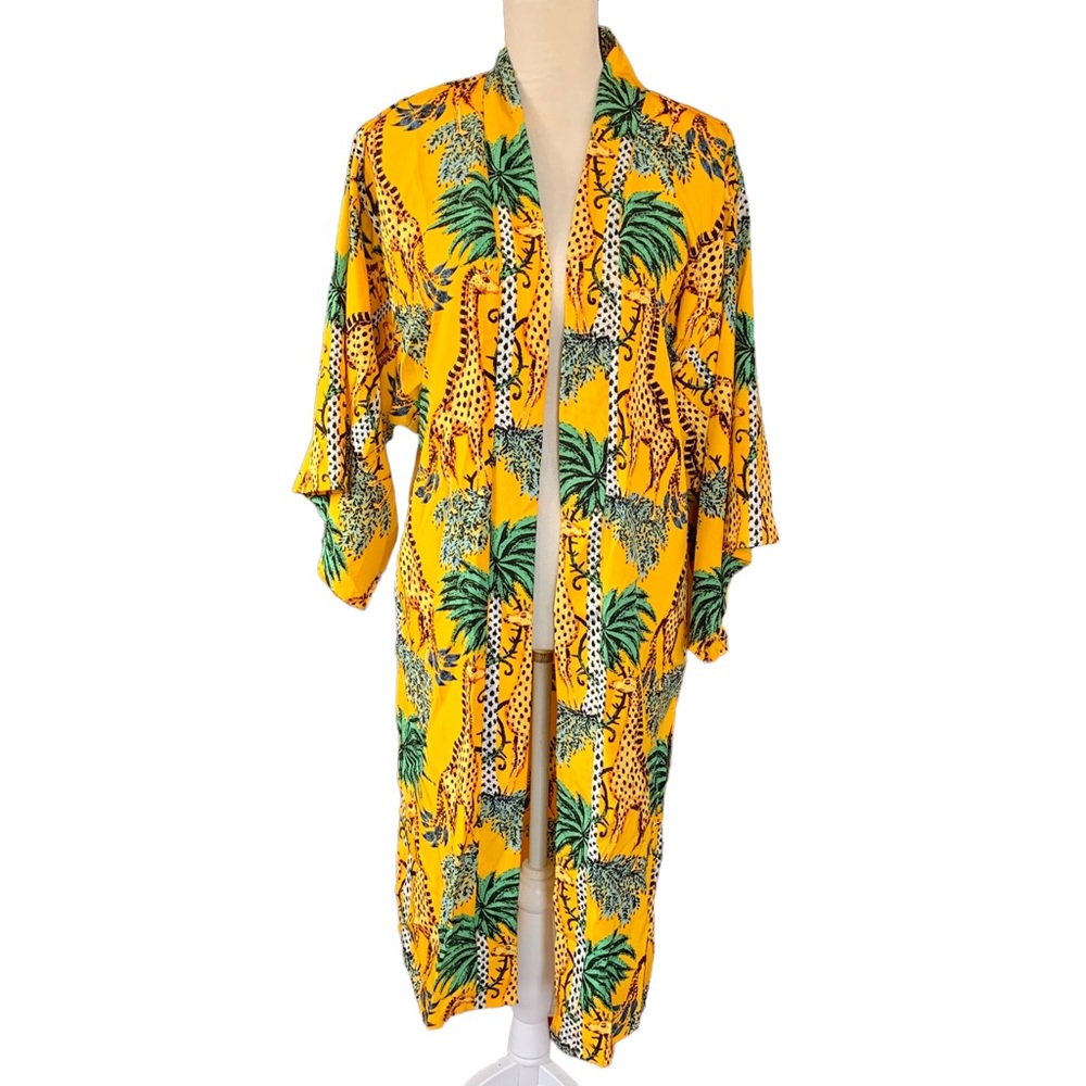 NWT Vince Camuto Giraffe Palm Tree Print Open Front Kimono Jacket Topper Size M